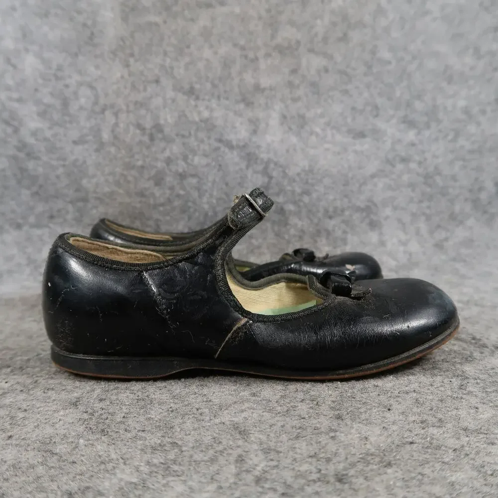 Dress Shoes Toddler Baby 4 Mary Jane Classic Black Buckle Strap Retro Girls Bow